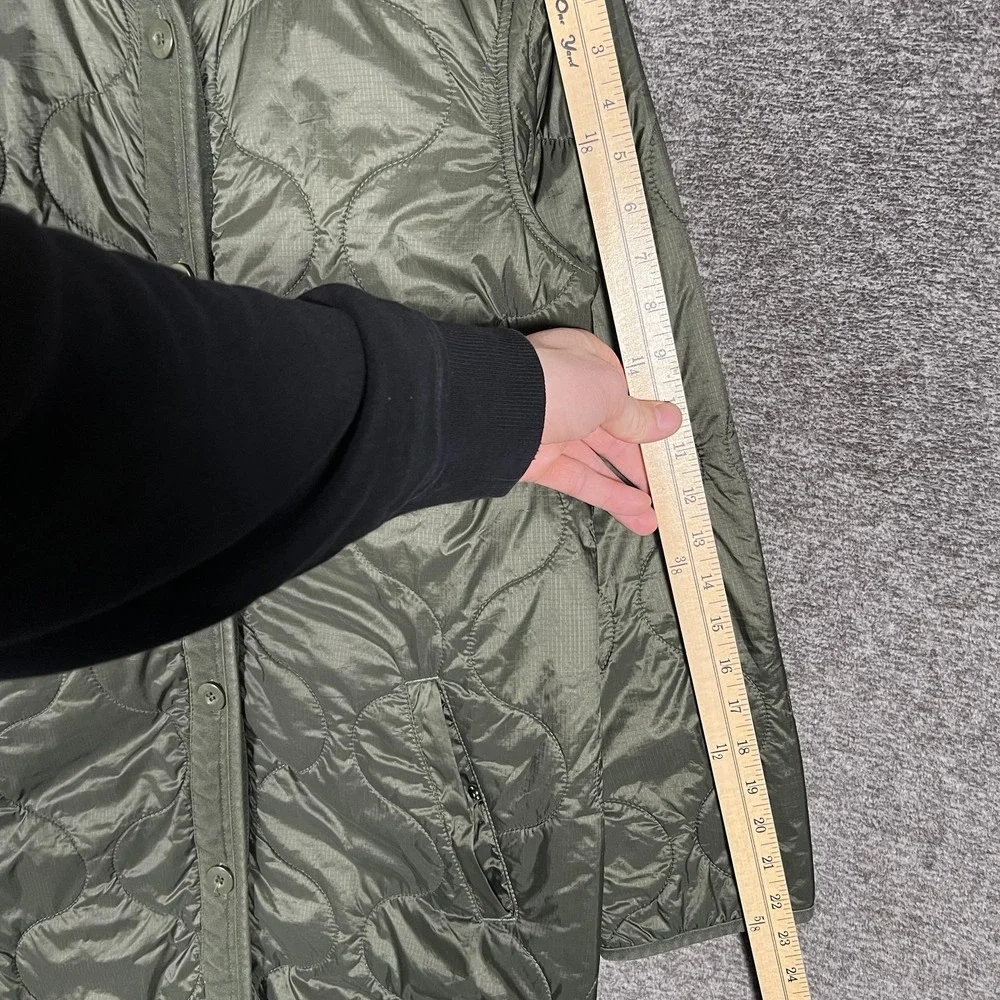 Alpha Industries Jacket Women Small Green Quilted Liner Long Coat Nylon Military - Picture 5 of 11